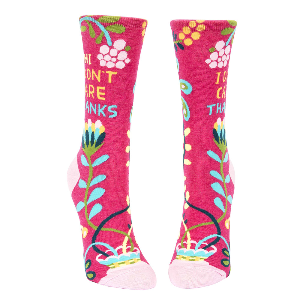 hi_dont_care_thanks_wcrew_womens_socks_pink_flower_fummy_gifts_2